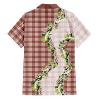 Mocha Hawaii Palaka Family Matching Long Sleeve Bodycon Dress and Hawaiian Shirt Maile Pikake Honohono Orchid Lei LT05 Dad's Shirt - Long Sleeve Mocha - Polynesian Pride