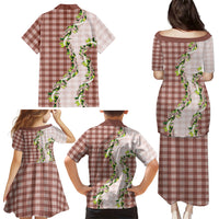 Mocha Hawaii Palaka Family Matching Puletasi and Hawaiian Shirt Maile Pikake Honohono Orchid Lei LT05 Mom's Dress Mocha - Polynesian Pride