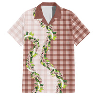 Mocha Hawaii Palaka Family Matching Puletasi and Hawaiian Shirt Maile Pikake Honohono Orchid Lei LT05 Dad's Shirt - Short Sleeve Mocha - Polynesian Pride