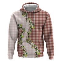 Mocha Hawaii Palaka Hoodie Maile Pikake Honohono Orchid Lei