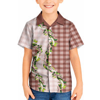Mocha Hawaii Palaka Kid Hawaiian Shirt Maile Pikake Honohono Orchid Lei LT05 Kid Mocha - Polynesian Pride