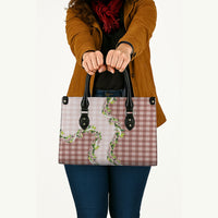 Mocha Hawaii Palaka Leather Bag Maile Pikake Honohono Orchid Lei