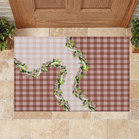 Mocha Hawaii Palaka Rubber Doormat Maile Pikake Honohono Orchid Lei