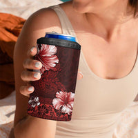 Hawaii Hibiscus With Oxblood Polynesian Pattern 4 in 1 Can Cooler Tumbler