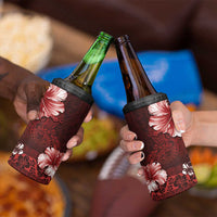 Hawaii Hibiscus With Oxblood Polynesian Pattern 4 in 1 Can Cooler Tumbler