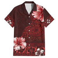 Hawaii Hibiscus With Oxblood Polynesian Pattern Family Matching Tank Maxi Dress and Hawaiian Shirt