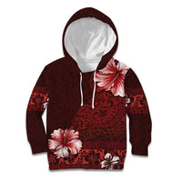Hawaii Hibiscus With Oxblood Polynesian Pattern Kid Hoodie