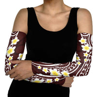 Plumeria With Oxblood Polynesian Tattoo Pattern Arm Sleeves - Polynesian Pride