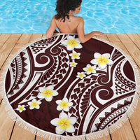 Plumeria With Oxblood Polynesian Tattoo Pattern Beach Blanket