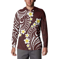 Plumeria With Oxblood Polynesian Tattoo Pattern Button Sweatshirt