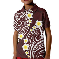 Plumeria With Oxblood Polynesian Tattoo Pattern Kid Polo Shirt