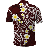 Plumeria With Oxblood Polynesian Tattoo Pattern Polo Shirt