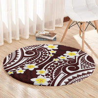Plumeria With Oxblood Polynesian Tattoo Pattern Round Carpet