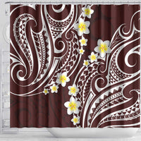 Plumeria With Oxblood Polynesian Tattoo Pattern Shower Curtain