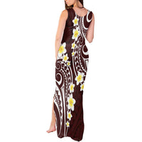 Plumeria With Oxblood Polynesian Tattoo Pattern Tank Maxi Dress