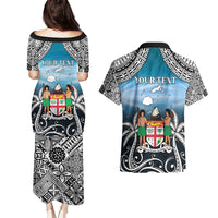 Personalised Happy 54th Fiji Day Couples Matching Puletasi and Hawaiian Shirt Forever Fiji With Tapa Tribal Pattern LT05 - Polynesian Pride