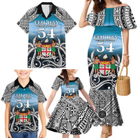 Personalised Happy 54th Fiji Day Family Matching Mermaid Dress and Hawaiian Shirt Forever Fiji With Tapa Tribal Pattern LT05 - Polynesian Pride