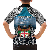 Personalised Happy 54th Fiji Day Family Matching Short Sleeve Bodycon Dress and Hawaiian Shirt Forever Fiji With Tapa Tribal Pattern LT05 - Polynesian Pride