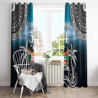 Happy 54th Fiji Day Window Curtain Forever Fiji With Tapa Tribal Pattern