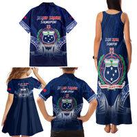 Samoa Rugby Family Matching Tank Maxi Dress and Hawaiian Shirt World Cup 2023 Coat Of Arms With Polynesian Pattern LT05 - Polynesian Pride