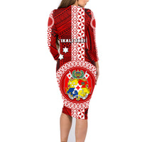 Tonga Rugby Family Matching Long Sleeve Bodycon Dress and Hawaiian Shirt World Cup 2023 Coat Of Arms Ngatu Pattern LT05 - Polynesian Pride