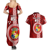 Custom Tonga Rugby Couples Matching Summer Maxi Dress and Hawaiian Shirt World Cup 2023 Coat Of Arms Ngatu Pattern LT05 - Polynesian Pride