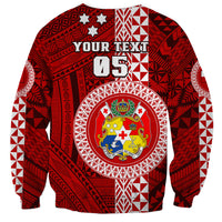 Custom Tonga Rugby Sweatshirt World Cup 2023 Coat Of Arms Ngatu Pattern LT05 - Polynesian Pride