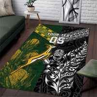Rugby New Zealand South Africa Area Rug Maori Tiki Springboks Together