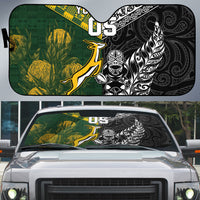 Rugby New Zealand South Africa Auto Sun Shade Maori Tiki Springboks Together