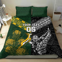 Rugby New Zealand South Africa Bedding Set Maori Tiki Springboks Together