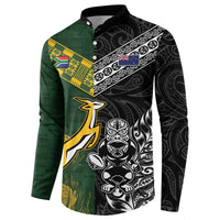 Rugby New Zealand South Africa Button Sweatshirt Maori Tiki Springboks Together