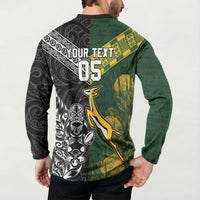 Rugby New Zealand South Africa Button Sweatshirt Maori Tiki Springboks Together