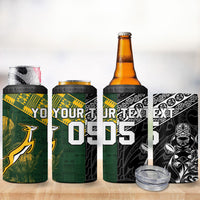 Rugby New Zealand South Africa 4 in 1 Can Cooler Tumbler Maori Tiki Springboks Together