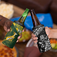 Rugby New Zealand South Africa 4 in 1 Can Cooler Tumbler Maori Tiki Springboks Together