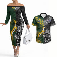 Rugby New Zealand South Africa Couples Matching Off The Shoulder Long Sleeve Dress and Hawaiian Shirt Maori Tiki Springboks Together