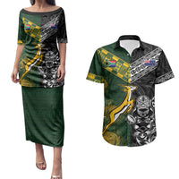 Rugby New Zealand South Africa Couples Matching Puletasi and Hawaiian Shirt Maori Tiki Springboks Together