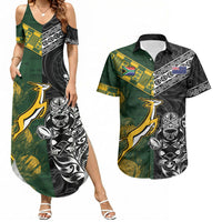 Rugby New Zealand South Africa Couples Matching Summer Maxi Dress and Hawaiian Shirt Maori Tiki Springboks Together
