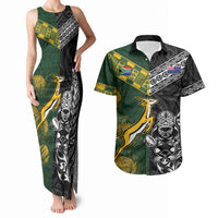 Rugby New Zealand South Africa Couples Matching Tank Maxi Dress and Hawaiian Shirt Maori Tiki Springboks Together