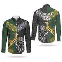 Rugby New Zealand South Africa Couples Matching Tank Maxi Dress and Long Sleeve Button Shirt Maori Tiki Springboks Together