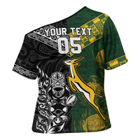 Rugby New Zealand South Africa Cross Shoulder Shirt Maori Tiki Springboks Together