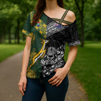 Rugby New Zealand South Africa Cross Shoulder Shirt Maori Tiki Springboks Together