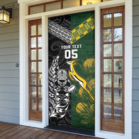 Rugby New Zealand South Africa Door Cover Maori Tiki Springboks Together