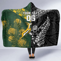 Rugby New Zealand South Africa Hooded Blanket Maori Tiki Springboks Together
