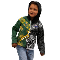 Rugby New Zealand South Africa Kid Hoodie Maori Tiki Springboks Together