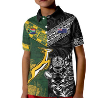 Rugby New Zealand South Africa Kid Polo Shirt Maori Tiki Springboks Together