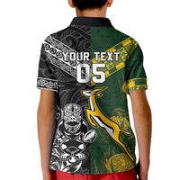 Rugby New Zealand South Africa Kid Polo Shirt Maori Tiki Springboks Together