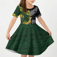 Rugby New Zealand South Africa Kid Short Sleeve Dress Maori Tiki Springboks Together