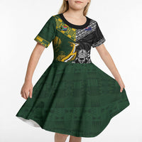 Rugby New Zealand South Africa Kid Short Sleeve Dress Maori Tiki Springboks Together