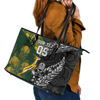 Rugby New Zealand South Africa Leather Tote Bag Maori Tiki Springboks Together