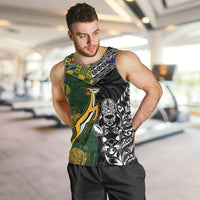 Rugby New Zealand South Africa Men Tank Top Maori Tiki Springboks Together